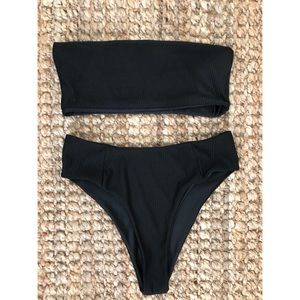 Ribbed bandeau swimsuit